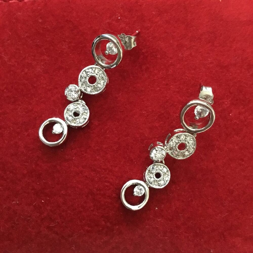 Sterling Silver Round Multi-Crystal Earrings